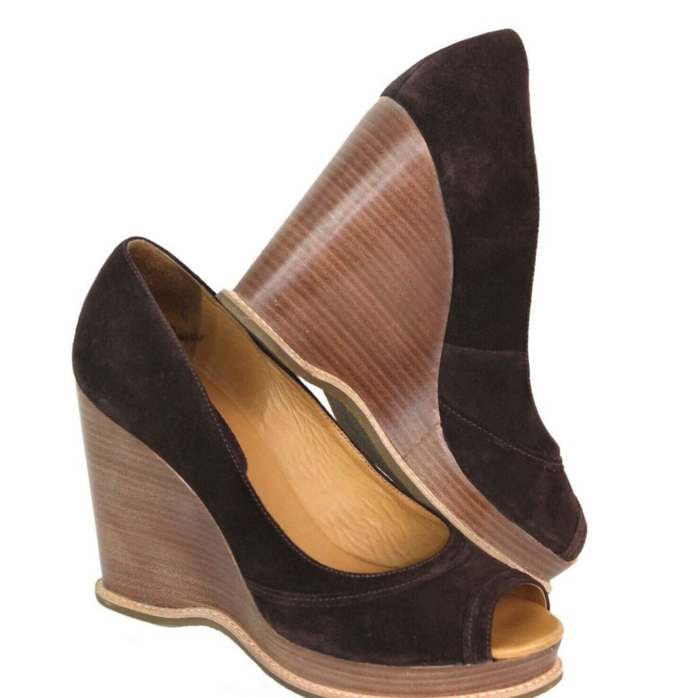 COPY - MICHAEL KORS Brown-Suede Wedge Peep Toe